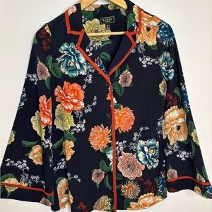 Lipsy London Women's Floral Button Down Shirt Black and Multicolor